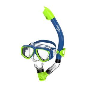 Speedo Junior Reefscout Mask & Snorkel Set - Blue/Green: Ages 6-14